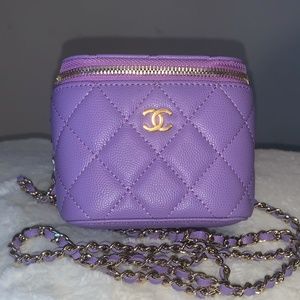Chanel Lambskin Mini Vanity Case With Chain
